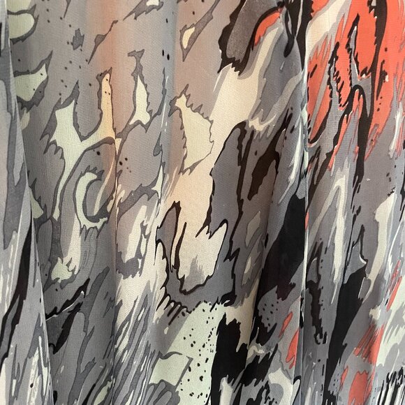 Chelsea Flower Multi-color High/Low Dress With Beaded Plunge Neckline - Picture 7 of 9